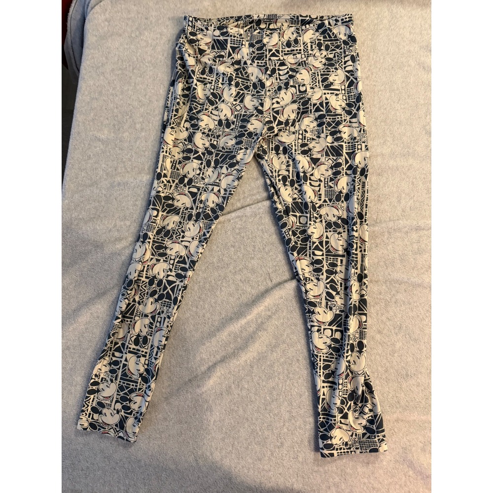 LuLaRoe Disney Mickey Mouse Leggings Tall & Curvy Black White Geometric Print